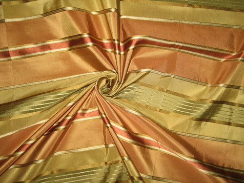 Silk Taffeta Fabric Rust,Green & Gold with Satin Stripe 54" wide TAFS83[1]