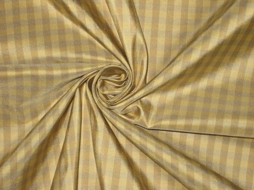100% Silk Taffeta Fabric Brownish Grey,Brown &amp; Gold plaids Taf#C2[1] 54&quot; wide