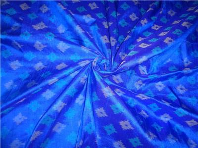 100% pure silk dupion ikat fabric in blue colour 44" wide DUPikat37[10]