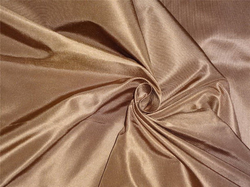 SILK TAFFETA FABRIC BROWN COLOUR PLAIDS,CUT PIECE OF 3.90 yards TAF#C4[7]