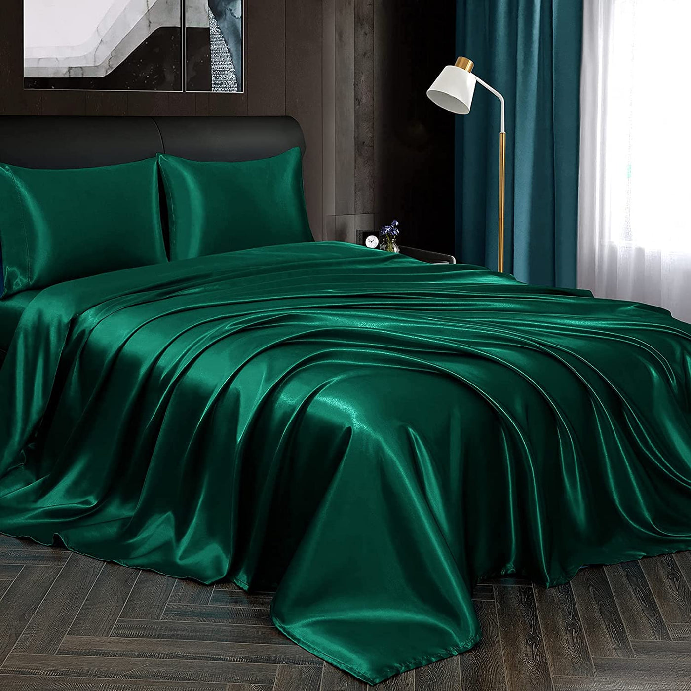 Emerald Green viscose modal satin weave fabric ~ 44&quot; wide sold by the yard.(50)[8746]