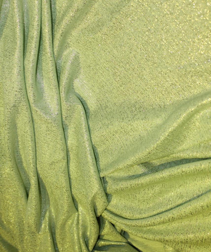 Mint Green shimmer silver Lycra lurex fabric ~ 58'' wide.