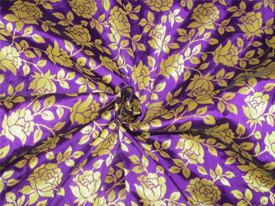 Brocade fabric purple x metallic gold color 44&quot;wide