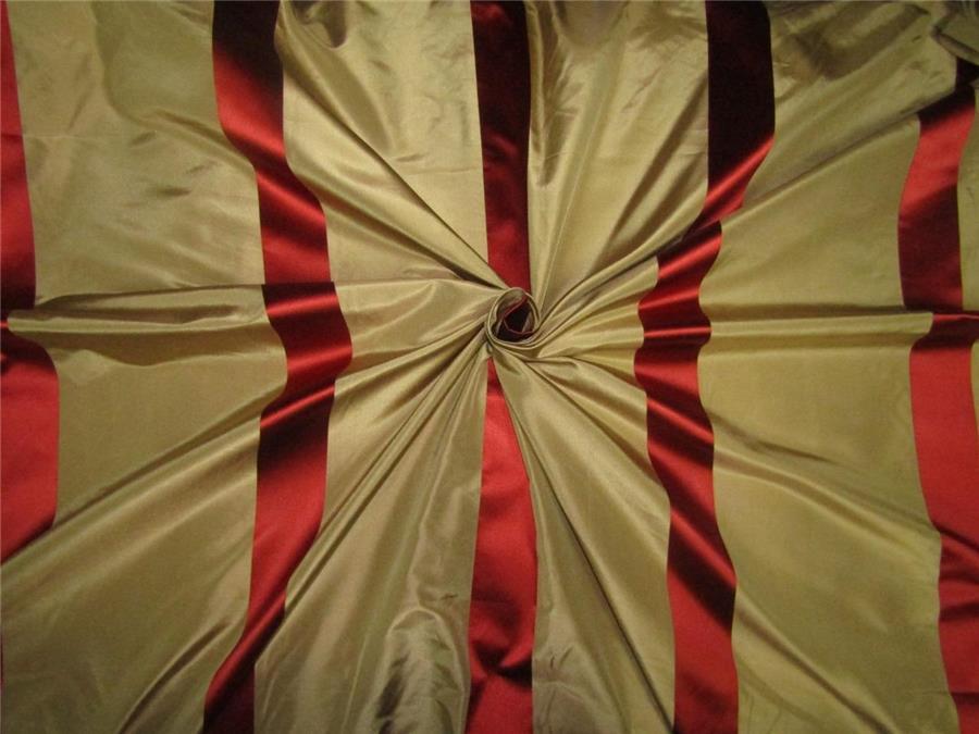 Silk Taffeta Fabric gold x red satin stripes 54" wide TAFS150[1]