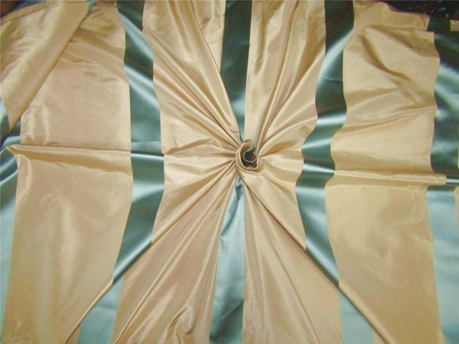 Silk Taffeta Fabric champagne x blue satin stripes 54" wide TAFS151