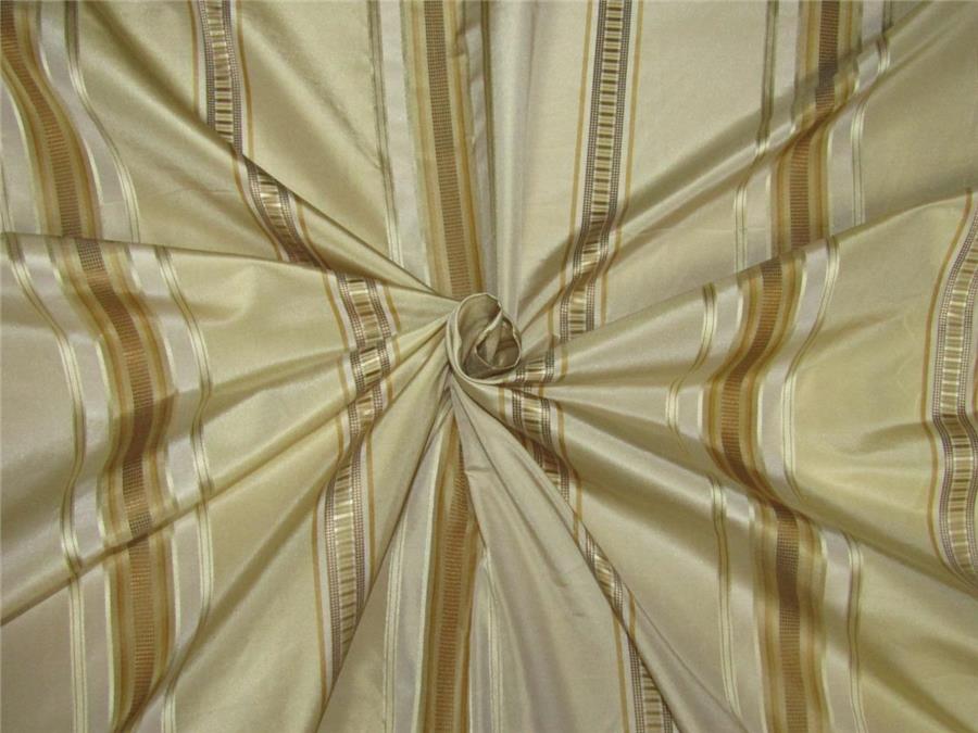 Silk Taffeta Fabric champagne x gold satin stripes 54" wide TAFS155[3]