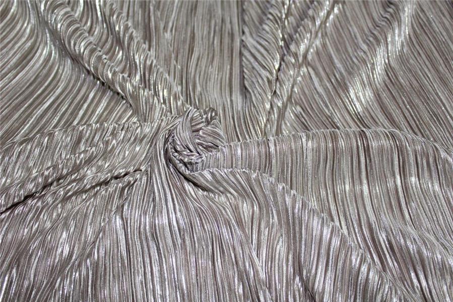 Nude Lurex Pleated Fabric ~ 58'' Wide
