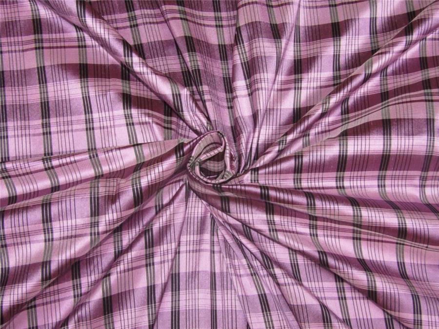 100% Silk Dupioni Fabric plaids lavender x black color 54'' wide DUP#C97[1]