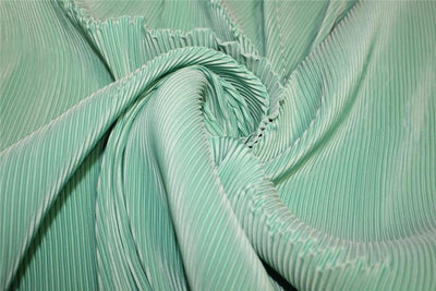 Pastel Green color Polyester Pleated Fabric ~ 58'' Wide