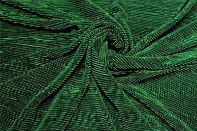 Emerald Green color crushed polyester pleated satin fabric ~ 59'' wide