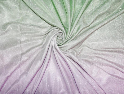 Green/Lavender x Silver color Ombre shimmer Lycra fabric ~ 58'' wide.