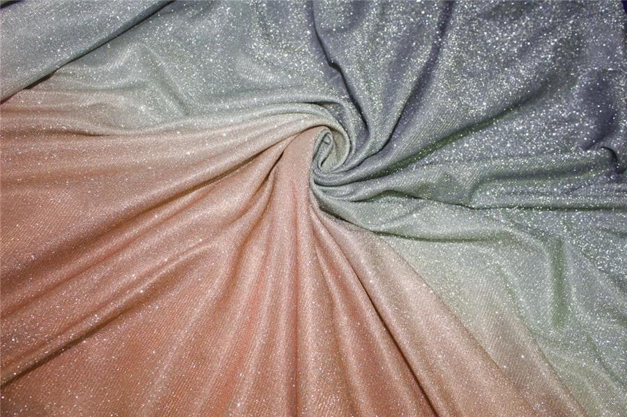 Grey/Peachy Pink x Silver color Ombre shimmer Lycra fabric ~ 58'' wide.