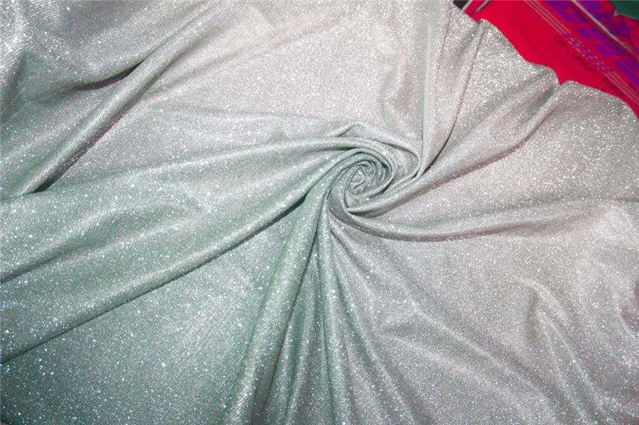 Sea Green x Silver color Ombre shimmer Lycra fabric ~ 58'' wide.