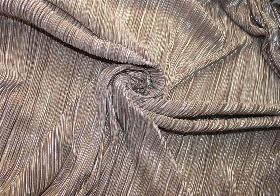 Brown x Silver Lurex Pleated Fabric ~ 58'' wide