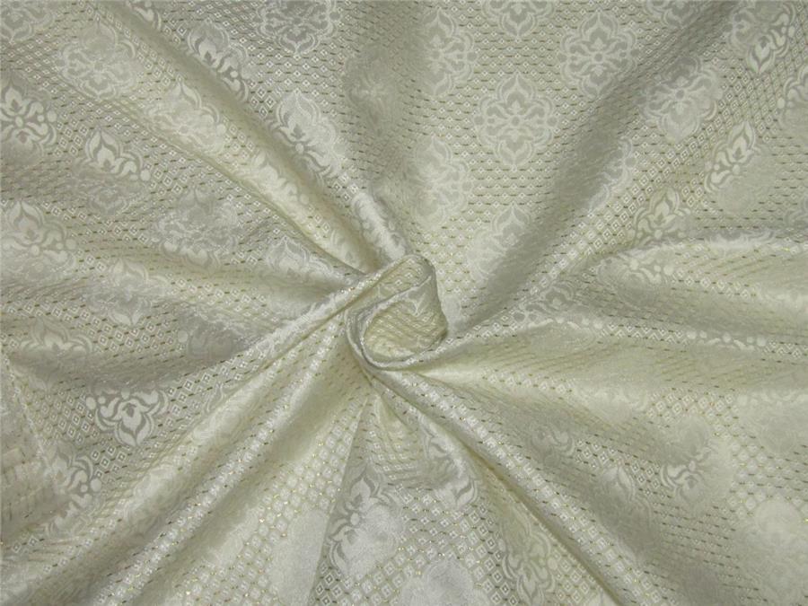 Brocade Fabric ivory white and gold Color 56&quot;wide