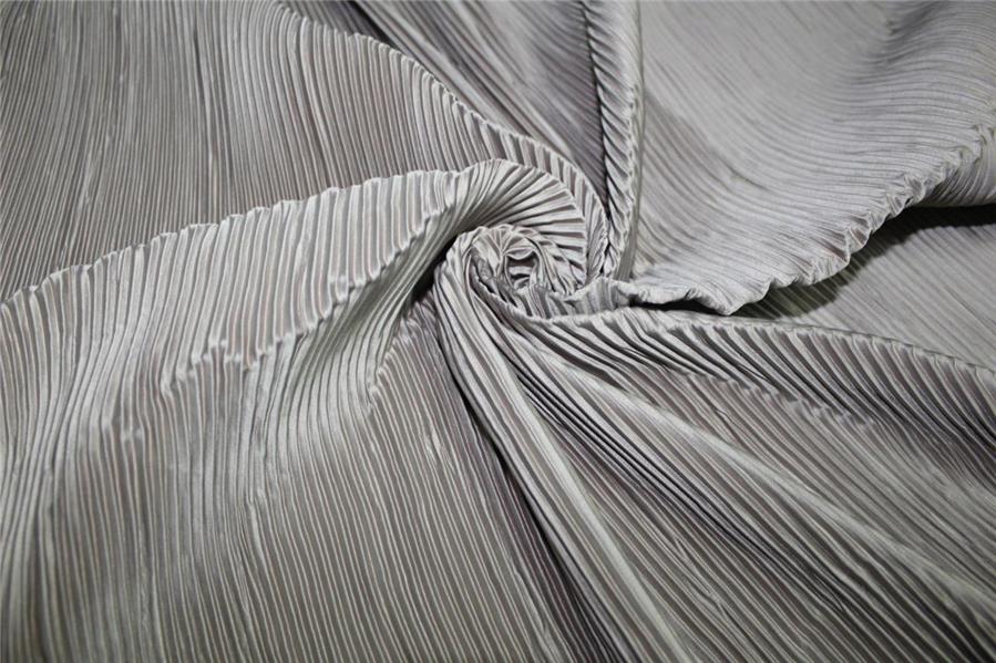 grey color Polyester Pleated Fabric ~ 58'' Wide