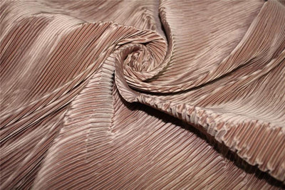 Brown color Polyester Pleated Fabric ~ 58'' Wide