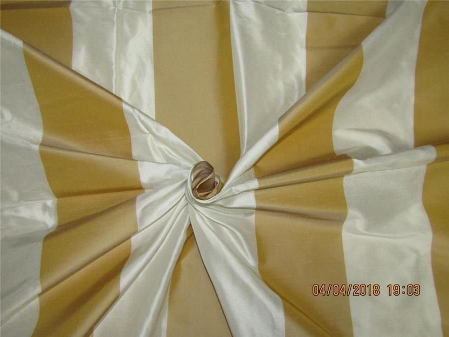 Silk Dupioni Stripe Fabric Ivory & pale yellow 54" wide DUP# S59[6]