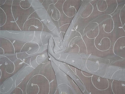 100% cotton voile embroidered white colour 58" wide [7953]