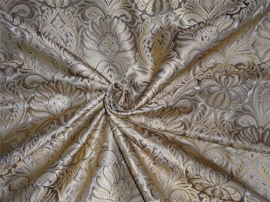 Silk brocade fabric olive green and metallic gold color 44" wide BRO544[2]