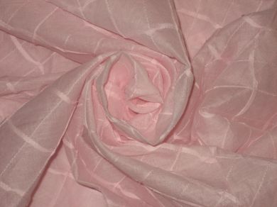 100 % Cotton organdy fabric light pink colour with chocolate pintucks 44" wide [1557]