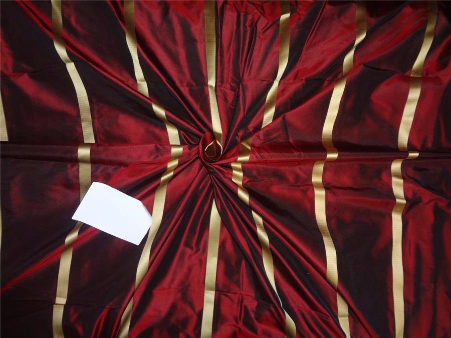 wine / black colour silk taffeta fabric w/satin stripes TAFS145